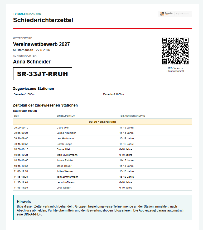Schiedsrichterzettel