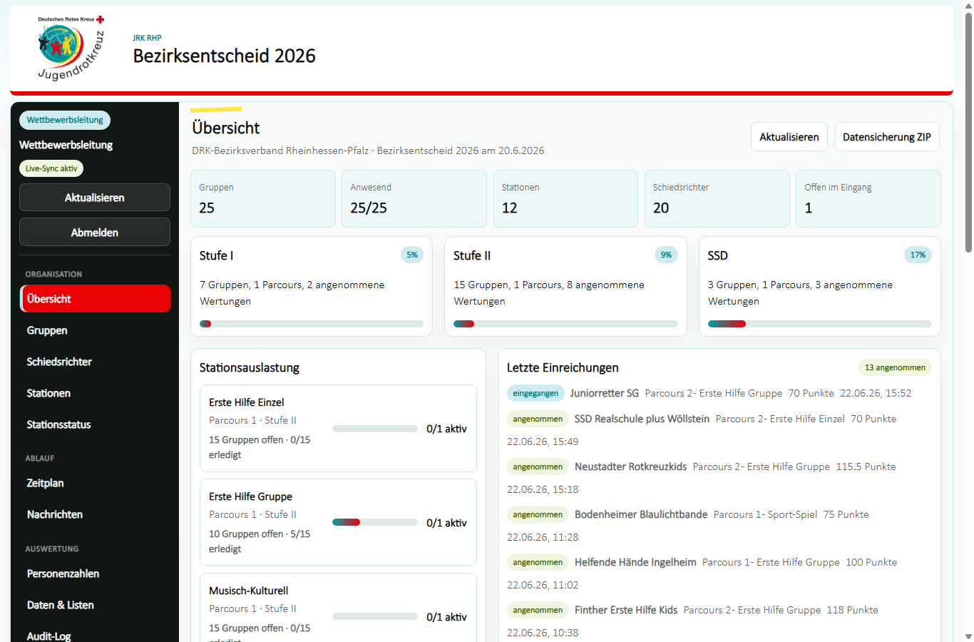JRK Wettbewerbsleitung Screenshot