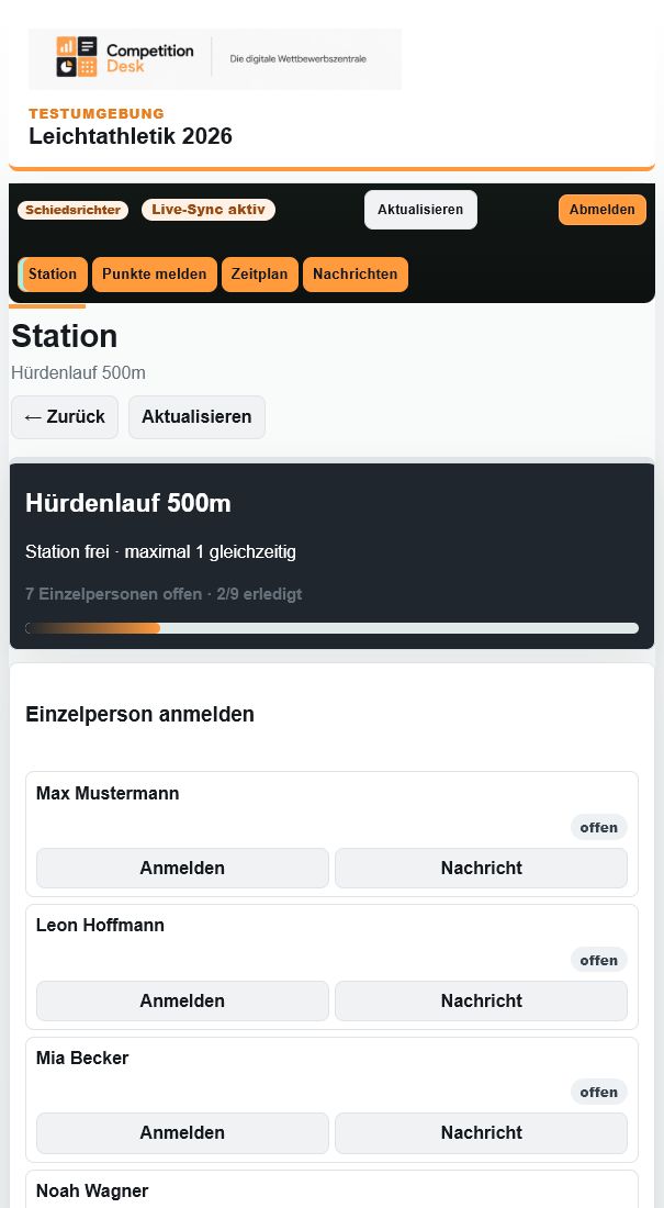 Schiedsrichteransicht allgemeiner Wettbewerb
